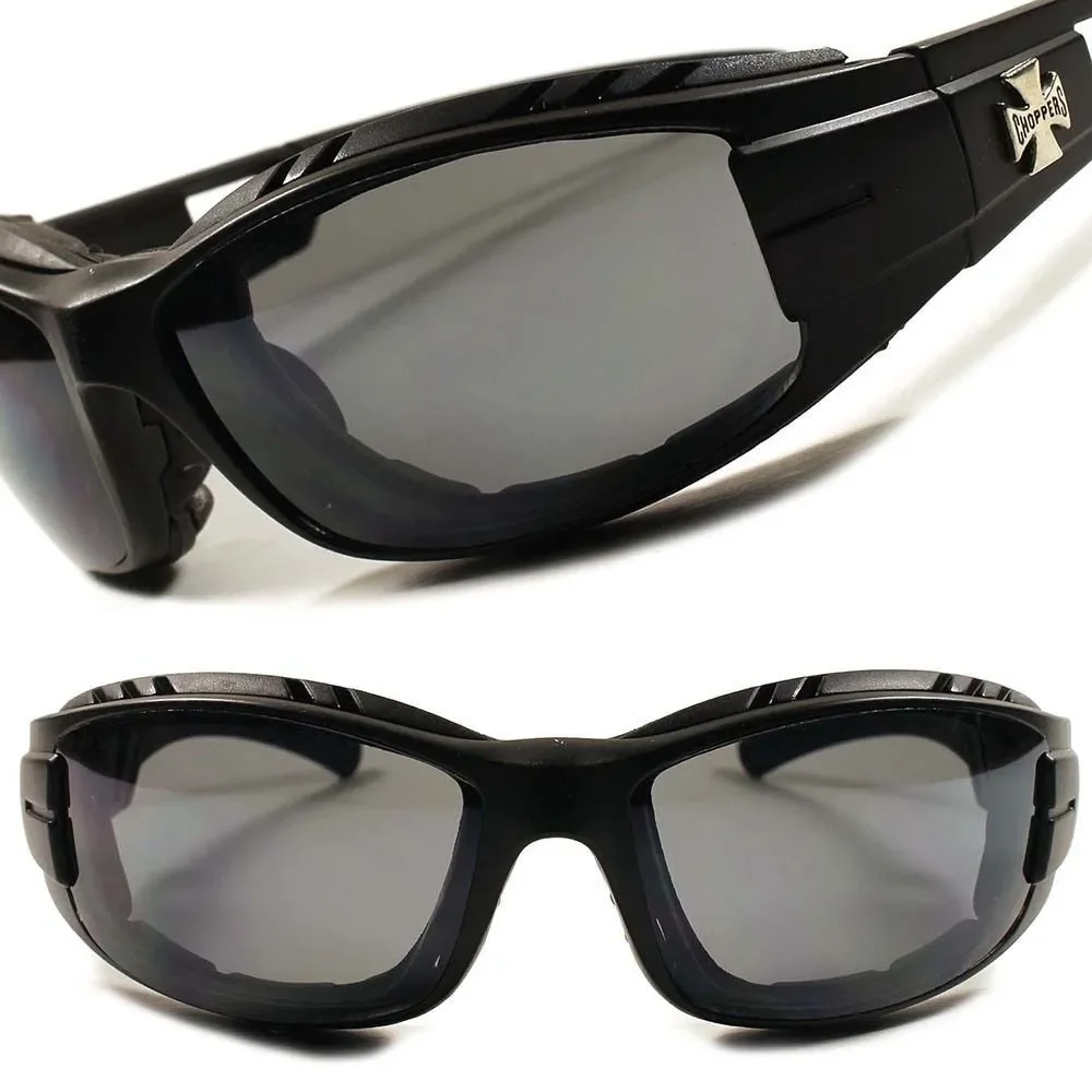 Choppers Black Motorcycle Biker Riding Foam Padded Wrap Sport Sunglasses